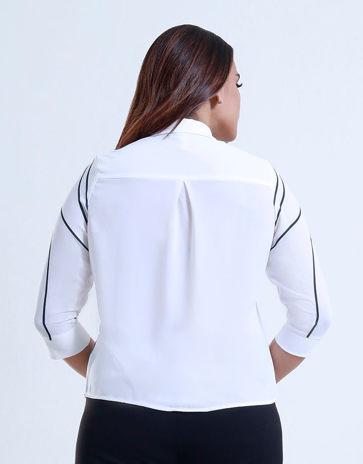 3/4 Sleeve Print Detail Shirt Blouse