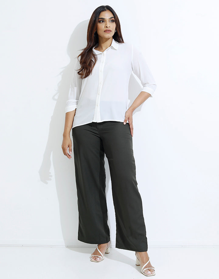 Back Elastic Waist Pant with Belt