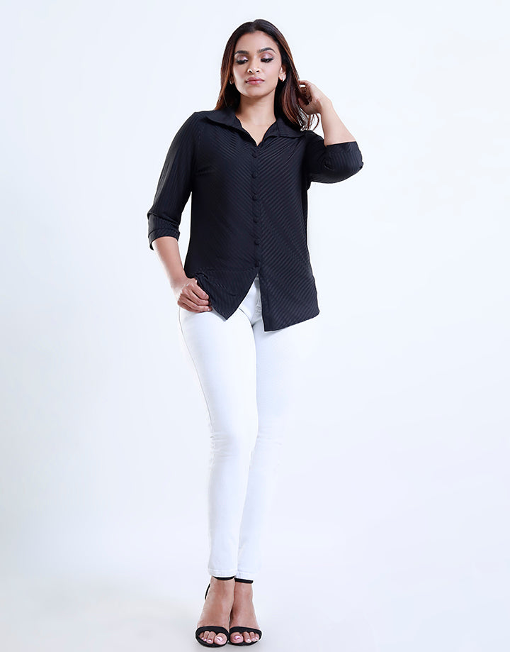 3/4 Sleeve Button Down Collar Blouse