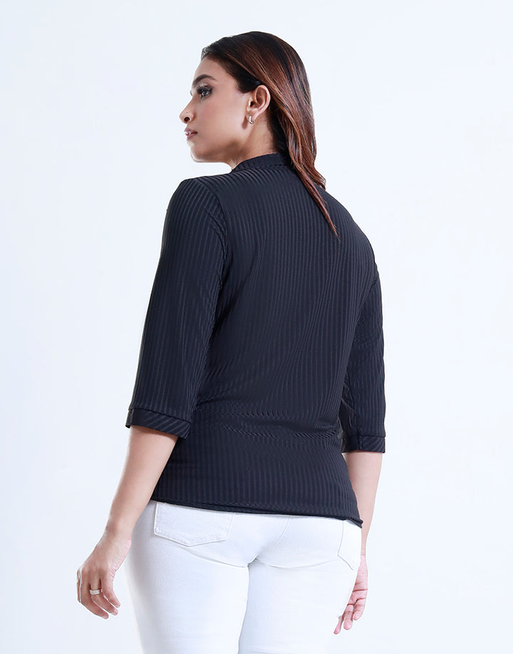 3/4 Sleeve Button Down Collar Blouse