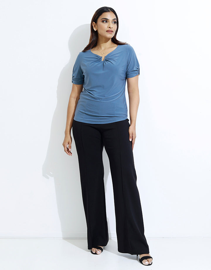 Short Sleeve Top with Front Embellishment
