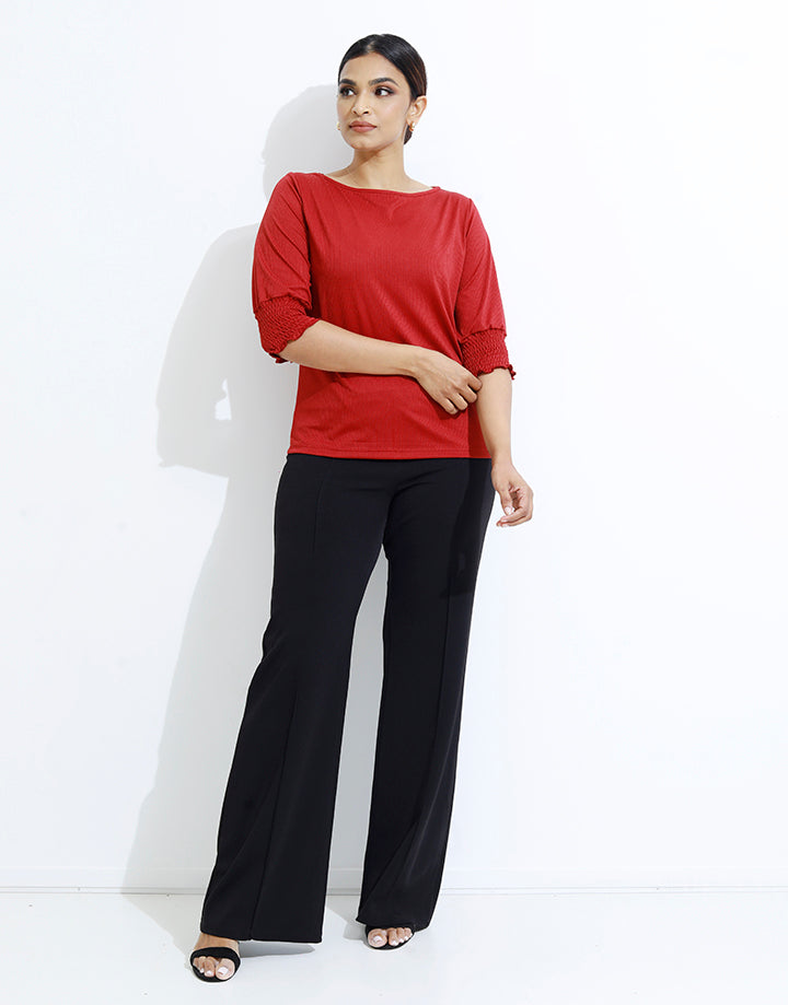 Round Neck T-Shirt with Smock Sleeve