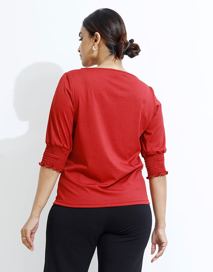 Round Neck T-Shirt with Smock Sleeve