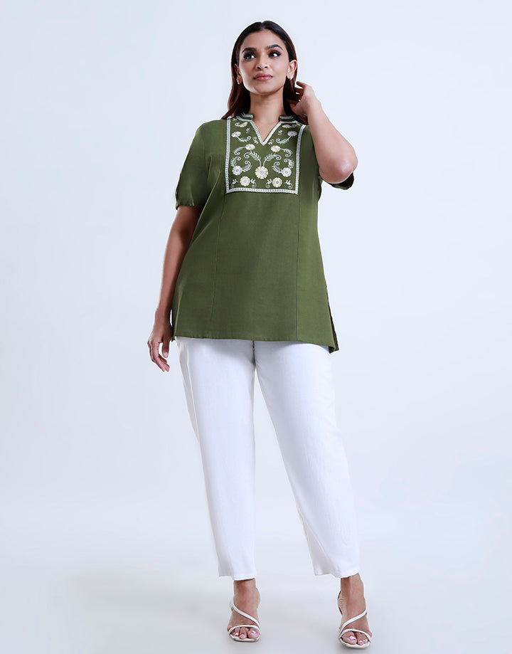 Short Sleeve Heavy Embroidered Kurta