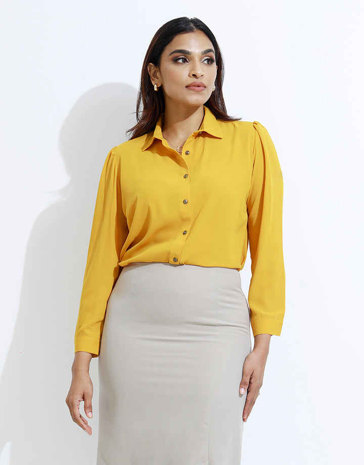 Long Sleeve Blouse with Standard Collar