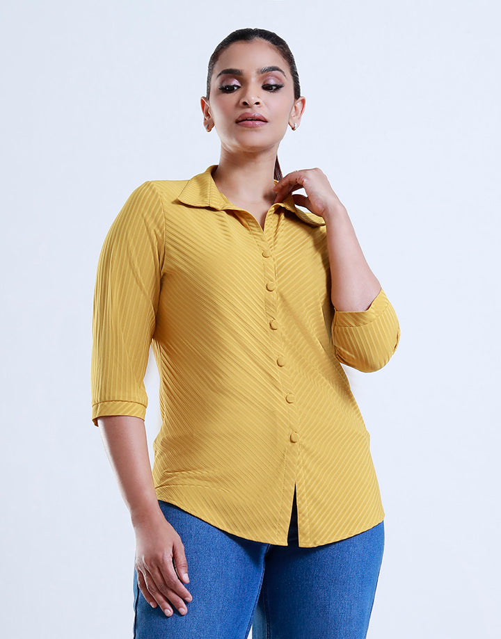 3/4 Sleeve Button Down Collar Blouse