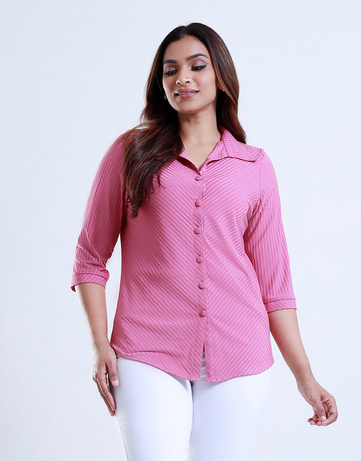 3/4 Sleeve Button Down Collar Blouse