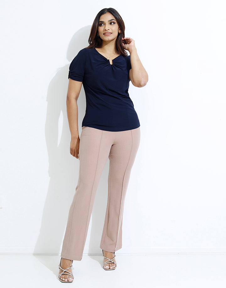 Short Sleeve Top with Front Embellishment