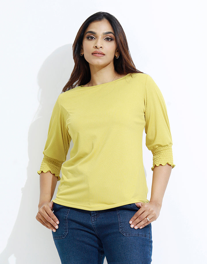 Round Neck T-Shirt with Smock Sleeve