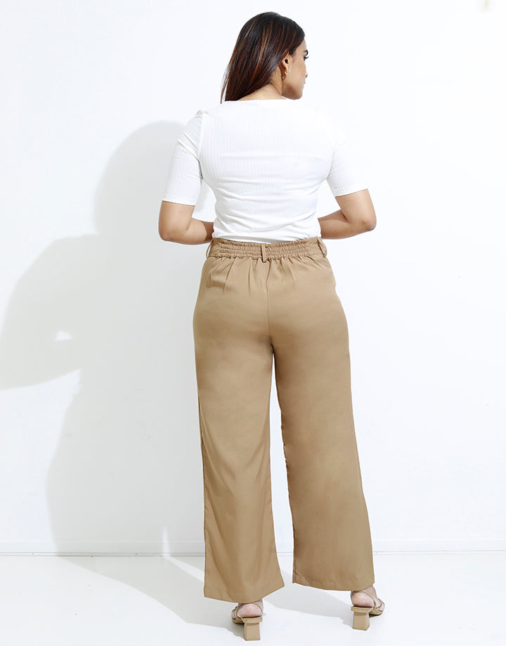 Back Elastic Waist Pant with Belt
