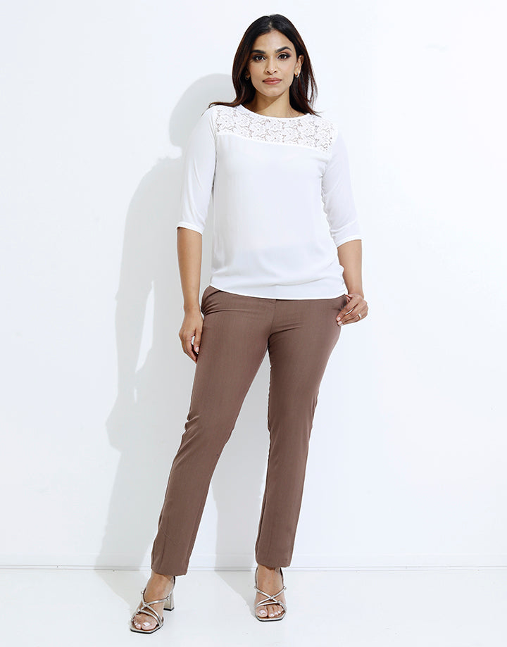 Plain Side Pockets Office Pant