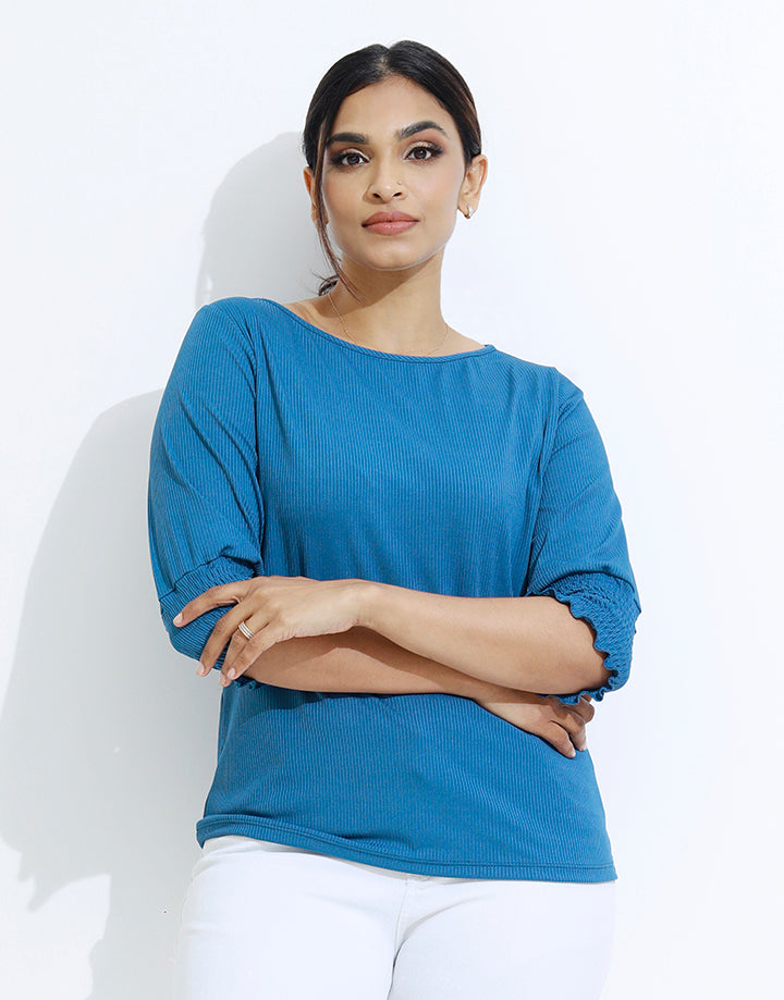 Round Neck T-Shirt with Smock Sleeve