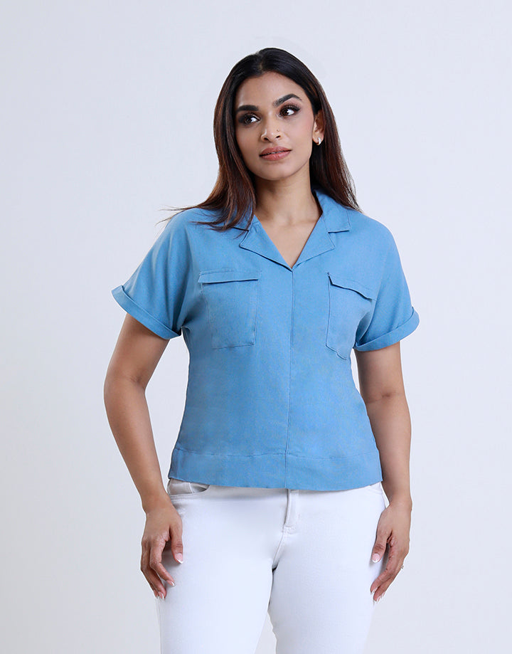 Collared Top with Pockets