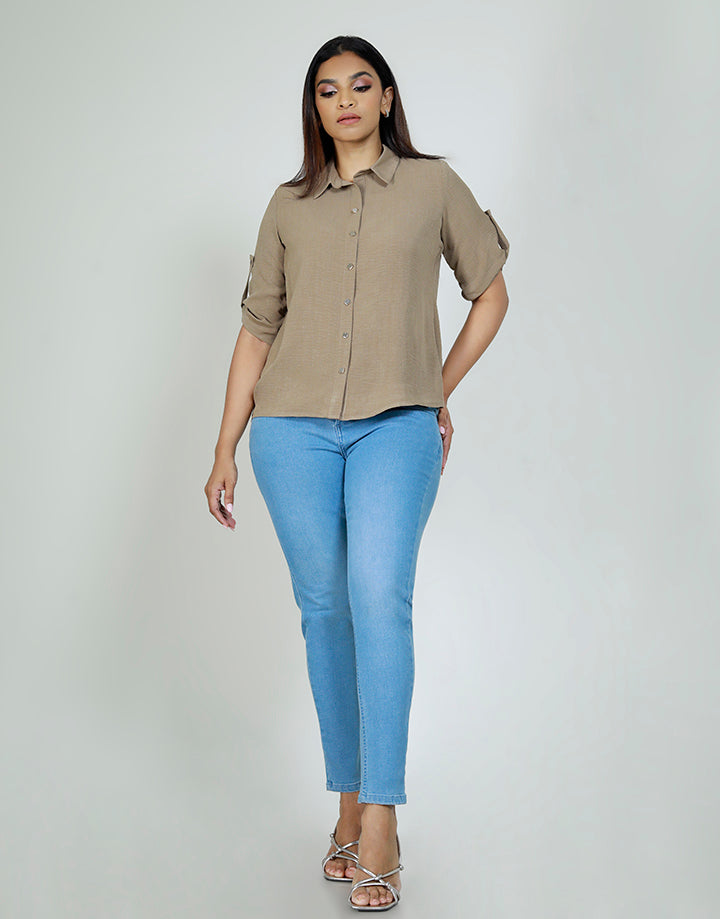 3/4 Tab Sleeve with Shirt Blouse