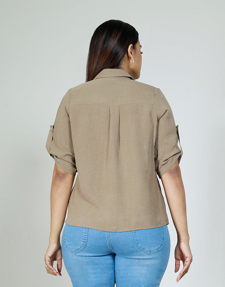 3/4 Tab Sleeve with Shirt Blouse