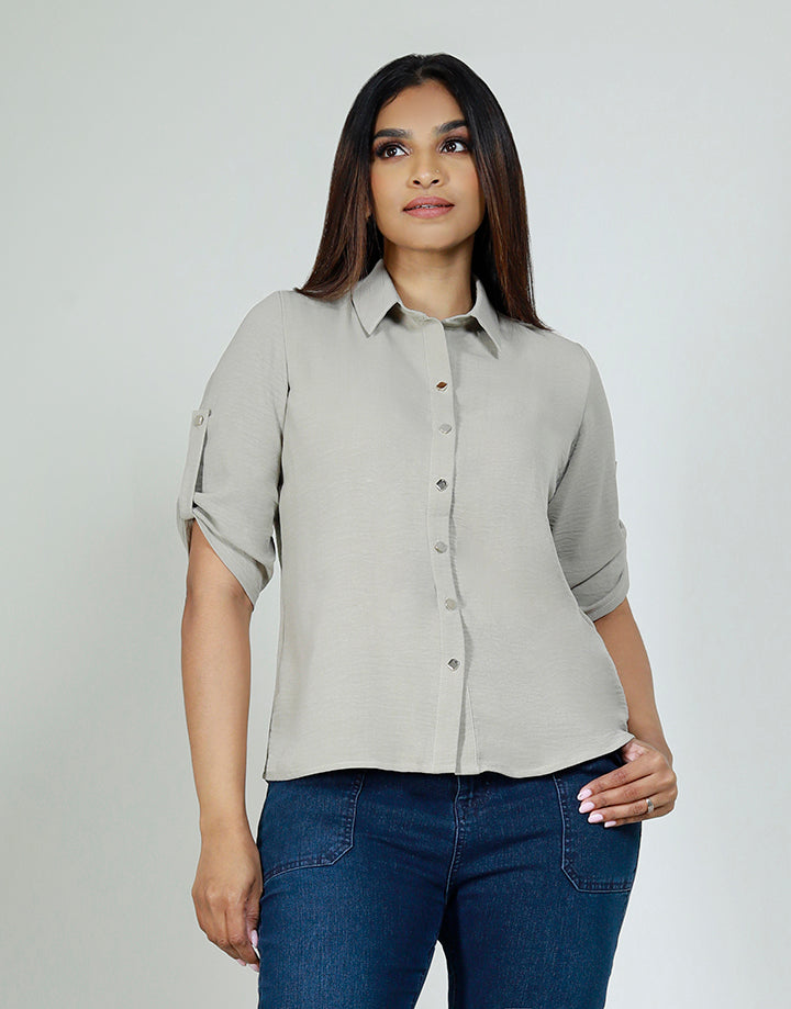 3/4 Tab Sleeve with Shirt Blouse