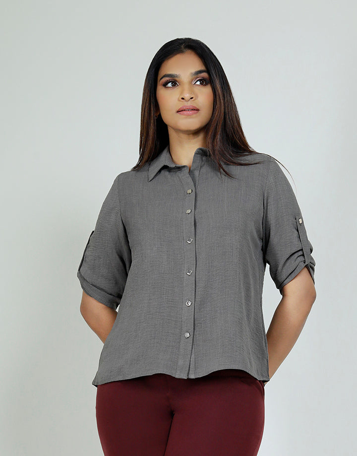 3/4 Tab Sleeve with Shirt Blouse