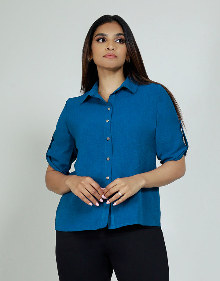 3/4 Tab Sleeve with Shirt Blouse