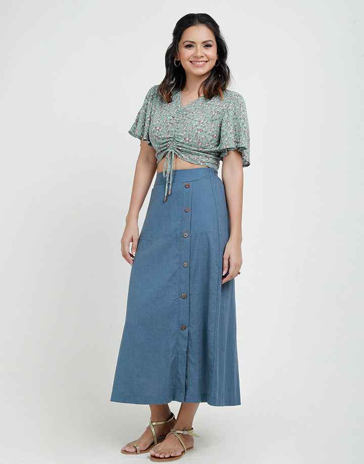 Front Ruched Crop with Butterfly Sleeves