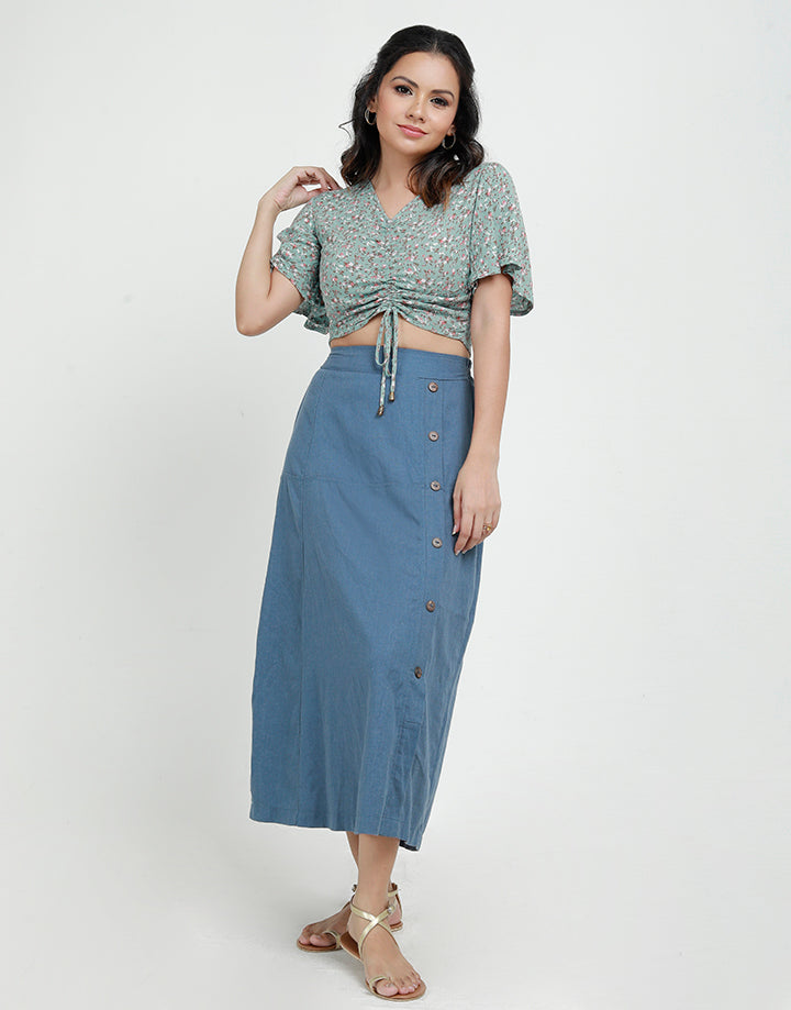 Front Ruched Crop with Butterfly Sleeves