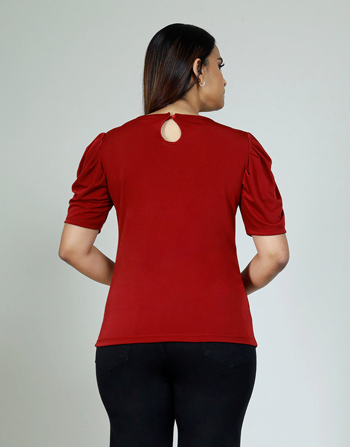 Puff Sleeve Top with Bow Detail