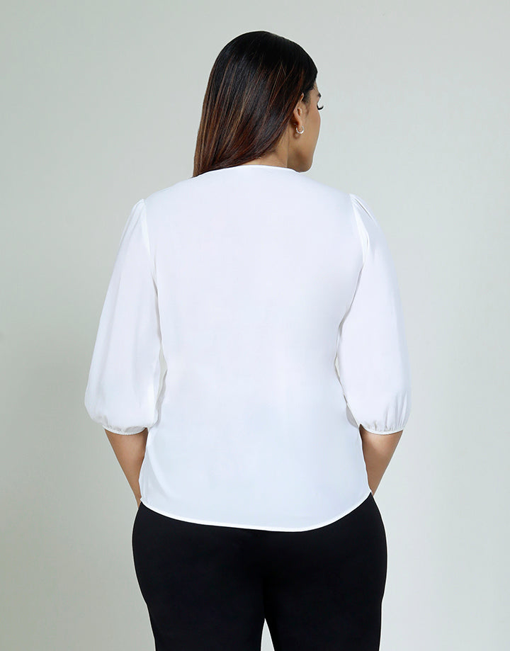 3/4 Sleeve with V-Neck Button Down Top
