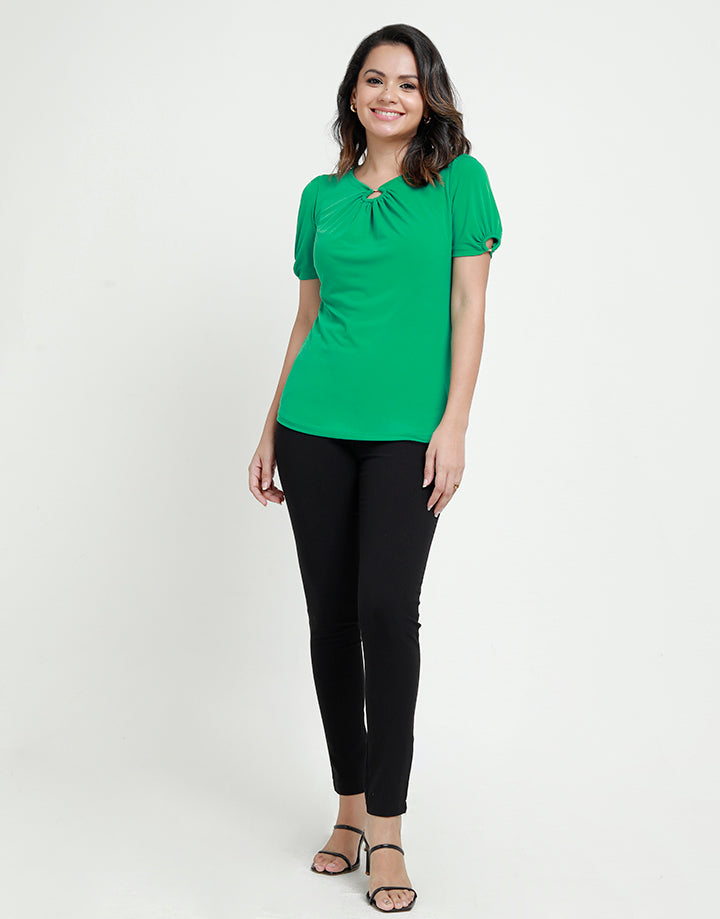 V-Neck Top with Ring Embellishment