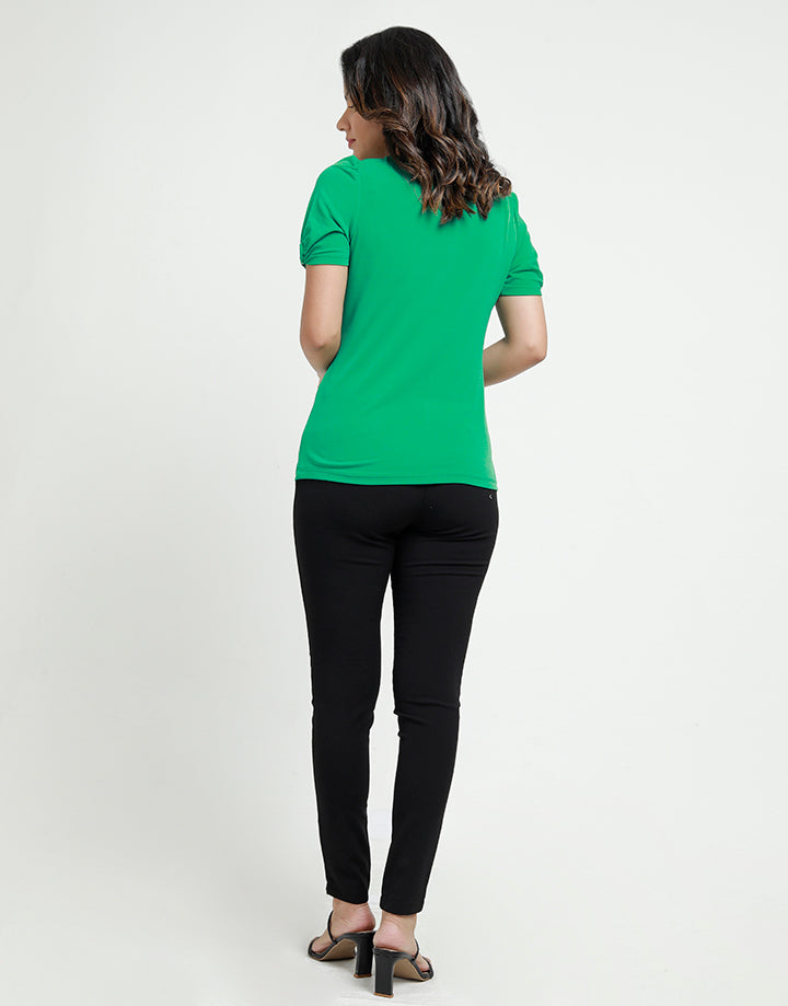 V-Neck Top with Ring Embellishment