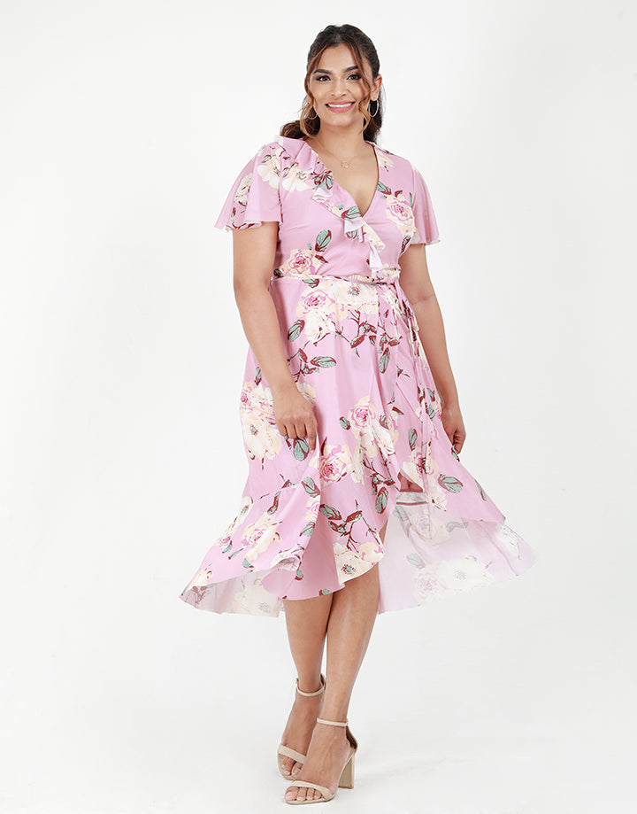 Wrap Dress with Flared Sleeves