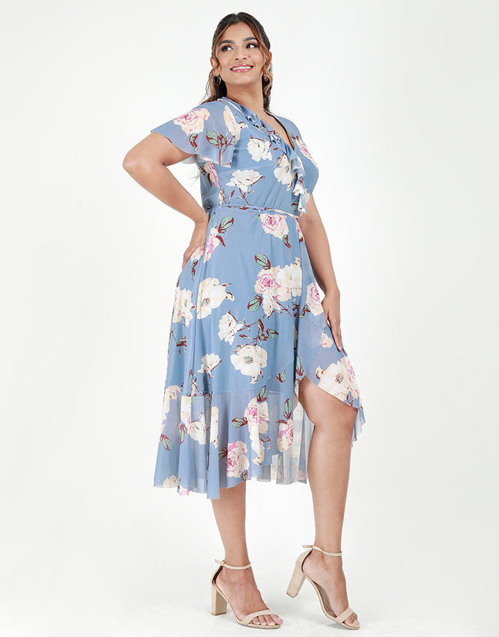 Wrap Dress with Flared Sleeves