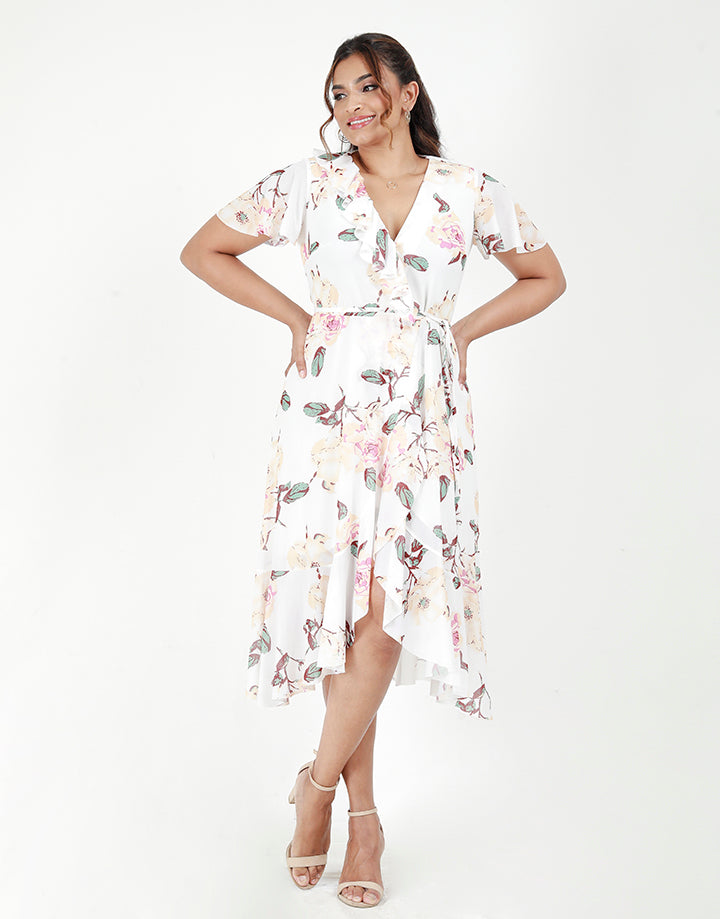 Wrap Dress with Flared Sleeves