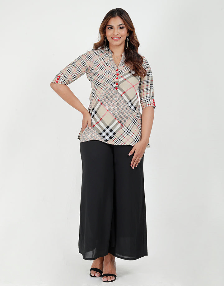 Chinese Collared Kurta with Side Slits