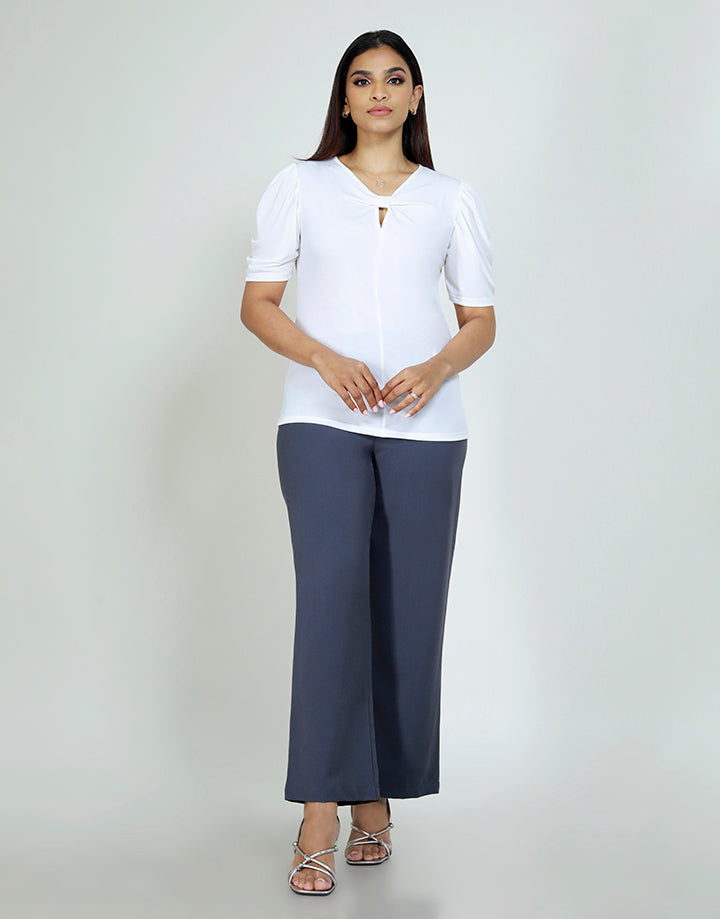 Puff Sleeve Top with Bow Detail