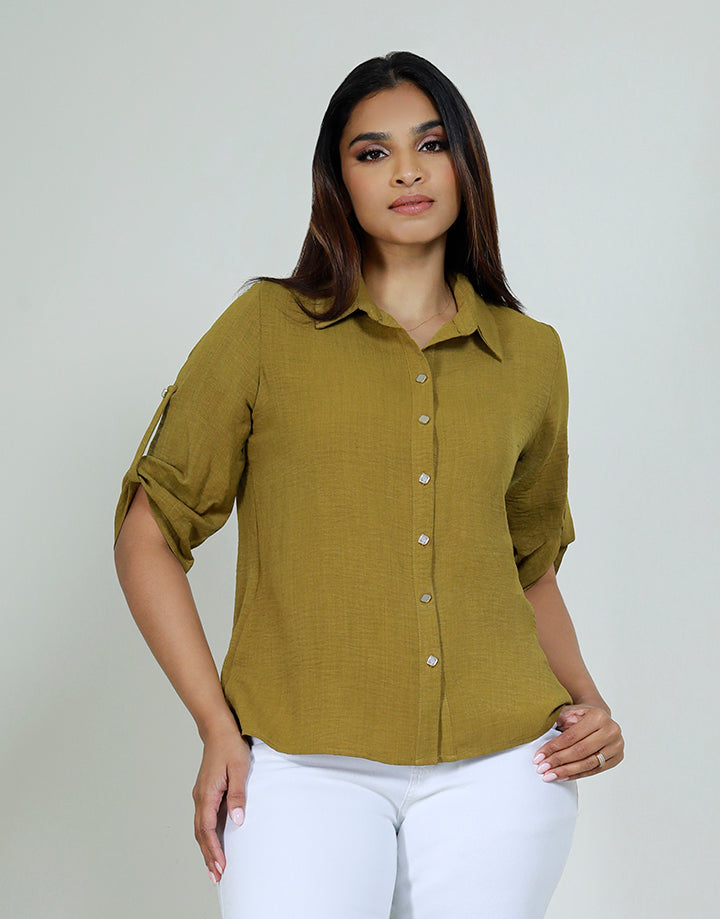 3/4 Tab Sleeve with Shirt Blouse