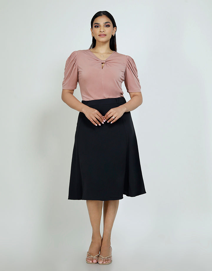 Puff Sleeve Top with Bow Detail