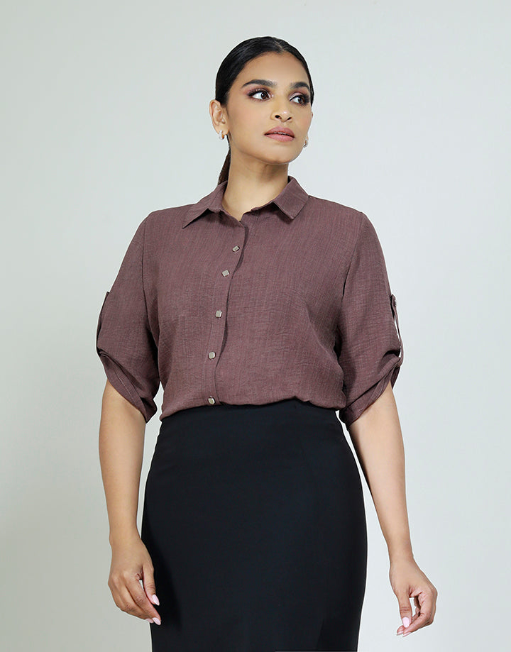 3/4 Tab Sleeve with Shirt Blouse