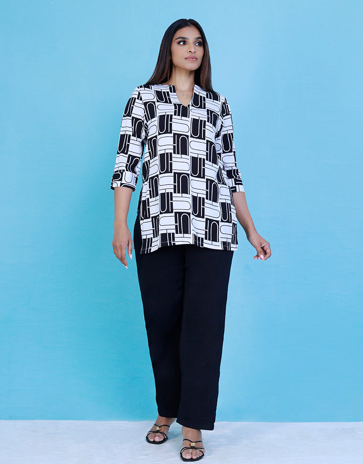 3/4 Sleeves Kurta with Neck Stitch