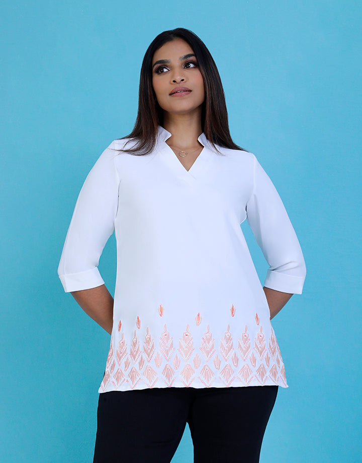 3/4 Sleeve Kurta with Embroidery Detail