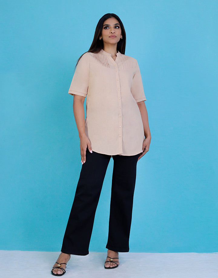 Elbow Sleeve Kurta with Pintucks Detail