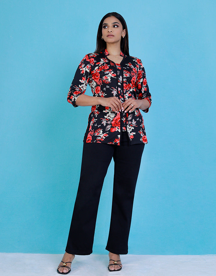 Half Chinese Collar Kurta with Piping