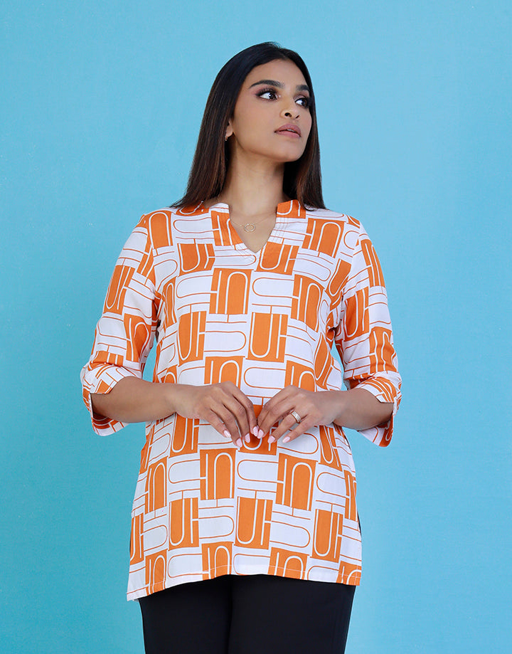 3/4 Sleeves Kurta with Neck Stitch