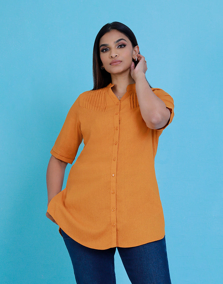 Elbow Sleeve Kurta with Pintucks Detail