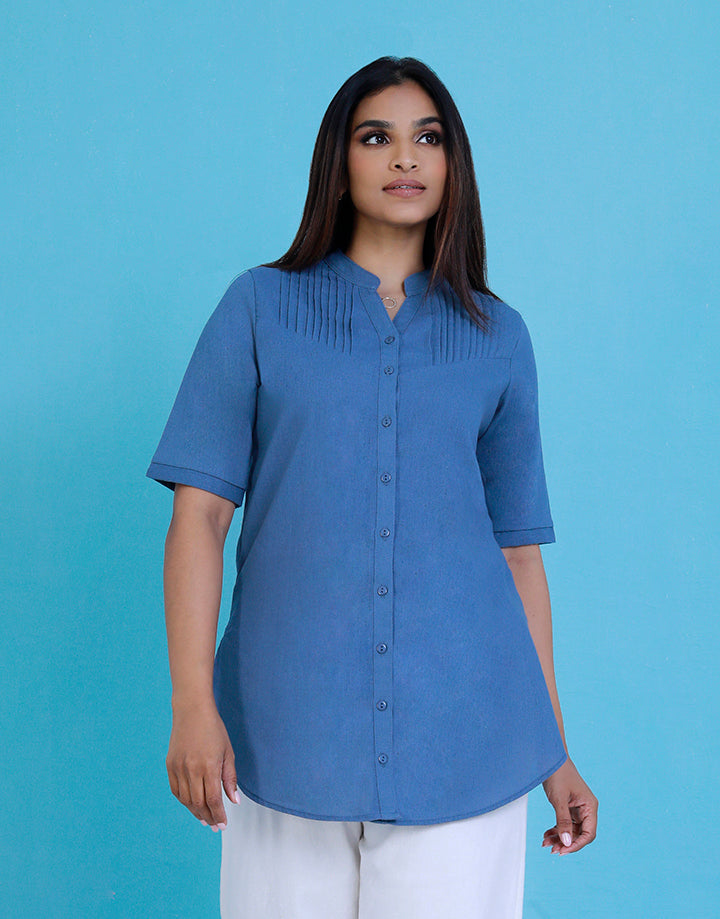 Elbow Sleeve Kurta with Pintucks Detail