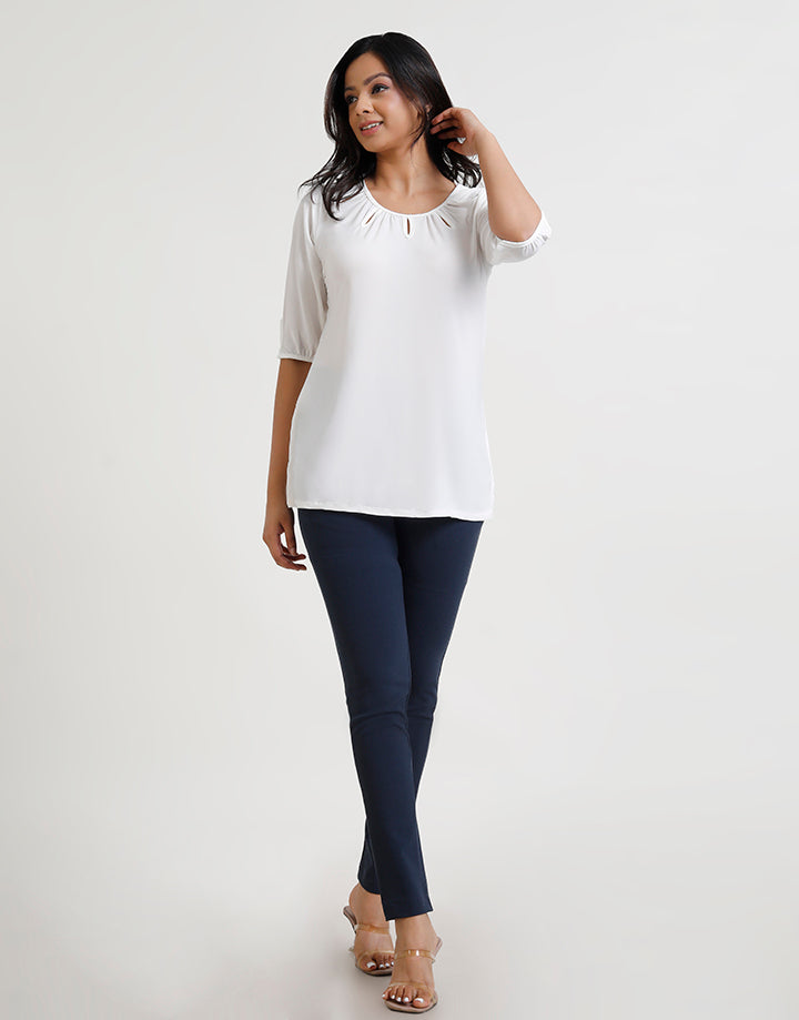 Keyhole Pleat Neck Top