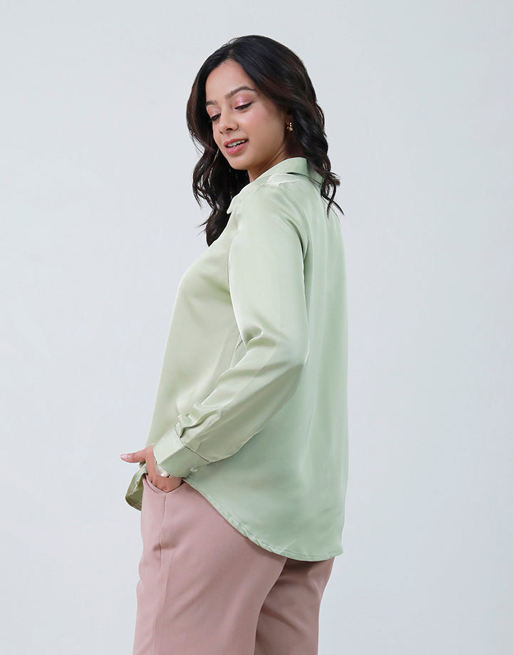 Button Down Blouse with Screen Print