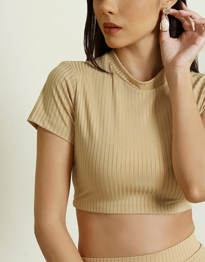 Crop Top and Slit Skirt Set