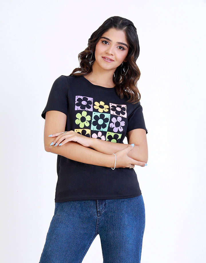 Screen Print T-Shirt with Short Sleeve