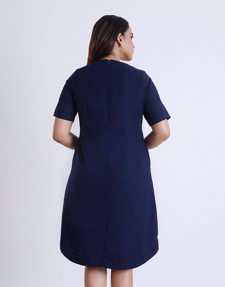 Short Sleeves A-Line Dress with Pocket
