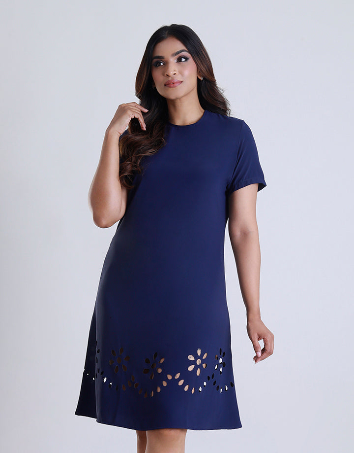 Short Sleeves Dress with Laser Cut