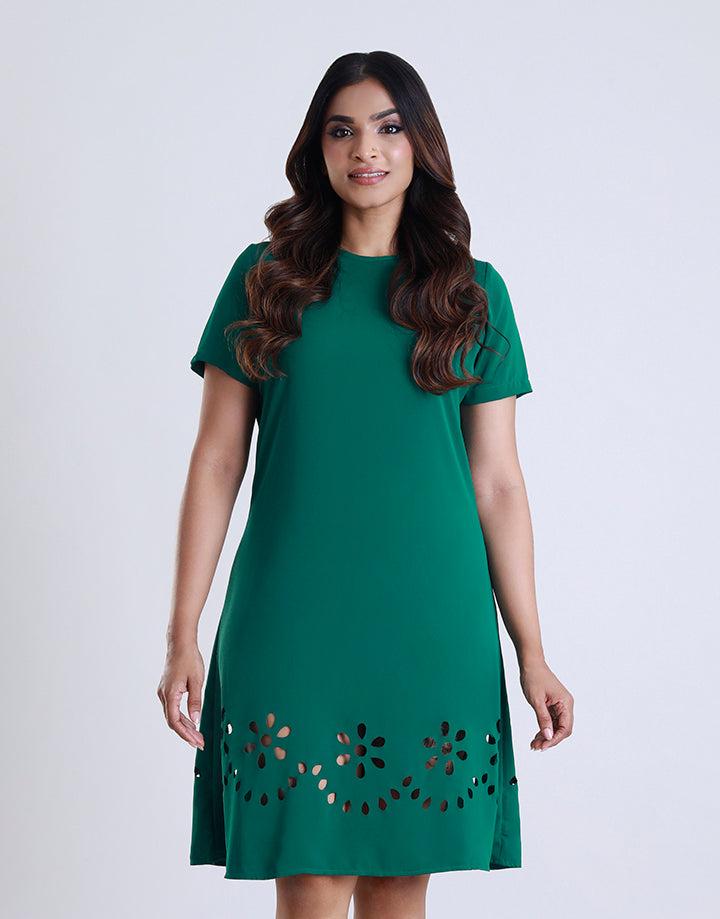 Short Sleeves Dress with Laser Cut